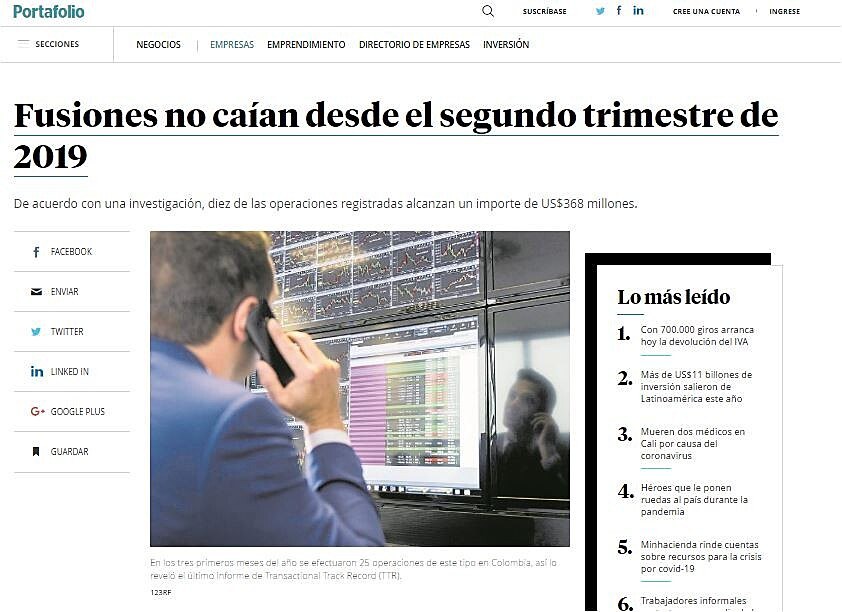 Fusiones no caan desde el segundo trimestre de 2019